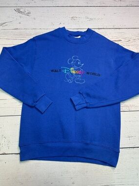 Disney Royal Blue Crewneck Sweatshirt with Multicolor Walt Disney Logo Size S